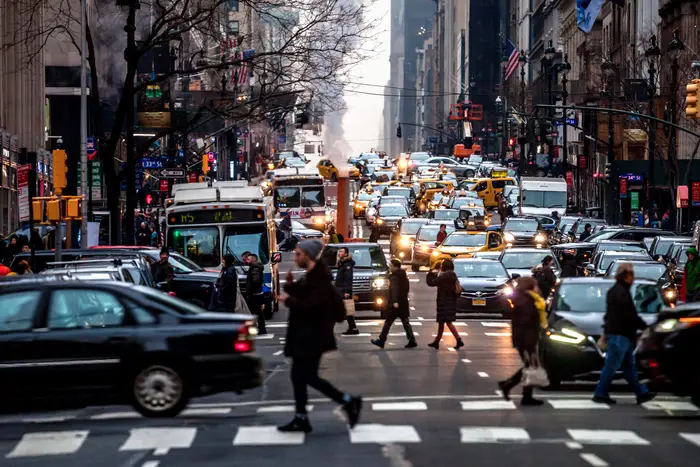 Photo of crowded New York City street